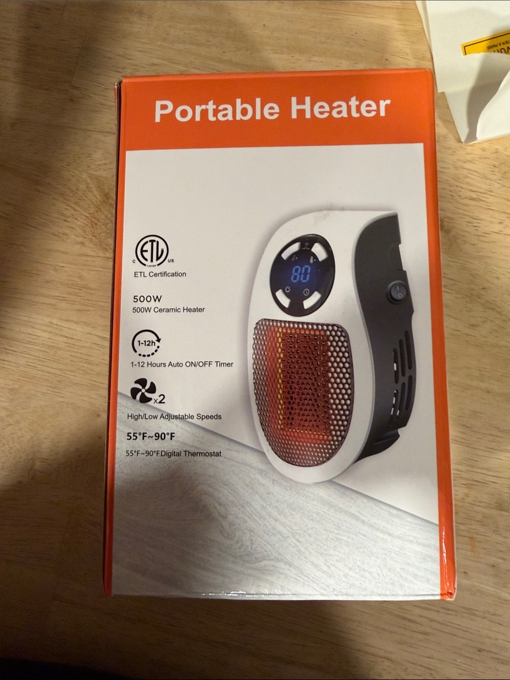 Portable Ceramic Heater - White and Orange